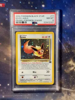 2000 Pokemon: Eevee #11 Black Star Promo Holo - PSA 8 NM-MINT - Pokemon League - Image 3