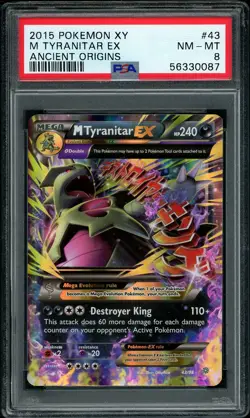 2015 Pokemon XY Ancient Origins M Tyranitar EX #43 PSA 8 NM-MT - Image 1