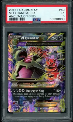 2015 Pokemon XY Ancient Origins M Tyranitar EX #43 PSA 5 EX - Image 1
