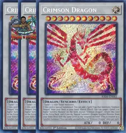 Yugioh! 3x Crimson Dragon RA04-EN061 Secret Rare 1st Ed NM - Image 1