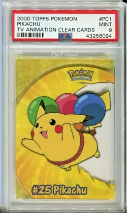 PSA 9 MINT Pokemon Pikachu Topps Clear Card PC1 2000 TV Animation - Image 1
