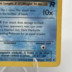 Pokemon TCG: Dark Wartortle Team Rocket #46/82 Uncommon Card VTG WOTC - Image 5