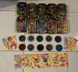 *EMPTY* Pokemon 151 Mini Tins Complete Set With Coins & Art Cards SHIPS FREE - Image 1