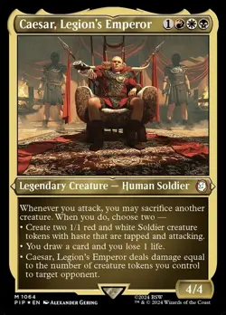 MTG Fallout *THICK STOCK* *FOIL-ETCHED* M Caesar, Legion's Emperor #1064 - Image 1