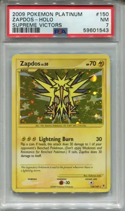 Pokemon Platinum Supreme Victors #150 Zapdos Holo PSA 7 - Image 1