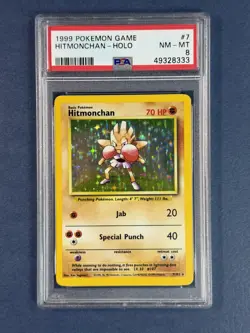 1999 Pokemon Base Set Hitmonchan Holo #7 PSA 8 - Image 1