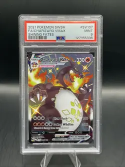 2021 Pokemon Sword & Shield Full Art Charizard Vmax Shining Fates #SV107 PSA 9 - Image 1