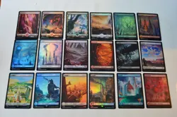MTG Magic The Gathering CCG Lot of 50 Different FULL ART FOIL Basic Lands NM - Image 1