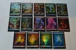 MTG Magic The Gathering CCG Lot of 50 Different FULL ART FOIL Basic Lands NM - Image 3