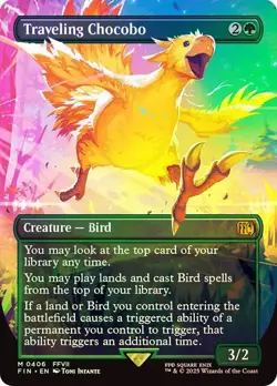 NM Borderless Foil Traveling Chocobo, MTG, Final Fantasy, Magic, 406 - Image 1