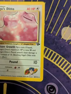 Pokemon TCG Koga's Ditto 10/132 Gym Challenge Holo MP - Image 4