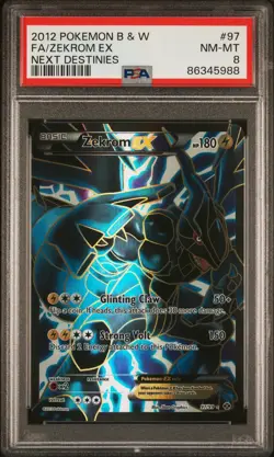 PSA 8 Pokemon Zekrom EX 97/99 Next Destinies Ultra Rare Full Art Holo - Image 1