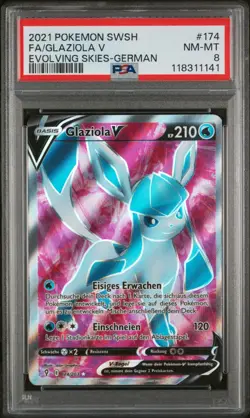 Pokemon Glaziola V 174/203 Drachenwandel Evolving Skies PSA 8 NM-MINT Low Pop - Image 1