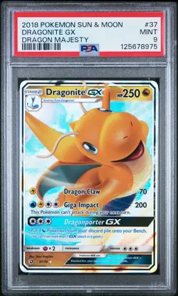 2018 POKEMON SUN & MOON DRAGON MAJESTY #37 DRAGONITE GX PSA 9 - Image 1
