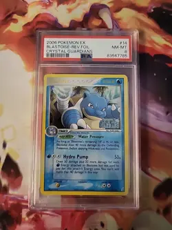 2006 Pokemon EX Crystal Guardians Blastoise Rev FOIL #14 PSA 8 NM-MINT - Image 1
