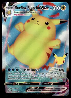 2021 Pokemon Sword & Shield - Celebrations 9 Surfing Pikachu VMAX Near Mint - Image 1