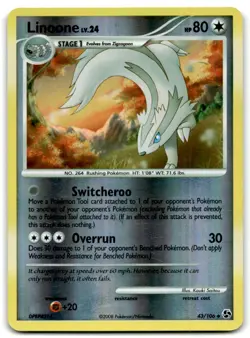 Pokemon Great Encounters Reverse Holo Linoone #43/106 Uncommon - Image 1