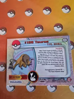 Pokemon 2000 Topps Chrome Tauros #128 TV Series Rare NM - Image 2