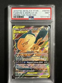 Snorlax And Eevee GX #SM169 PSA 9 MINT Black Star Promo Pokemon TCG Sun And Moon - Image 1