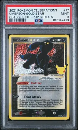 Pokemon PSA 9 MINT Umbreon Gold Star 17 Celebrations Classic Collection - Image 1