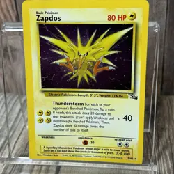 Pokemon Zapdos Trading Card 1999 80 LP/MP Base Set 15/62 LP Fossil - Image 1