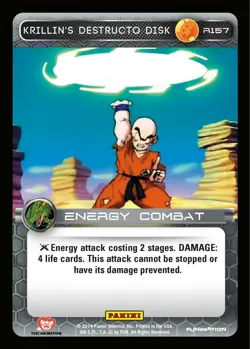 DBZ Dragon Ball Z TCG Card Panini Premiere R157 Krillin's Destructo Disk - Image 1