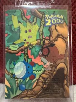 RARE Pokemon The Movie 2000 Topps Card #6 Pikachu, Hoothoot, Marill - Image 1