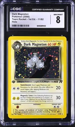 CGC 8 Dark Magneton 1st Edition Team Rocket 11/82 Holo Pokemon Card NM/MINT psa - Image 1