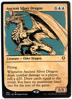 MTG Ancient Silver Dragon SHOWCASE Battle for Baldur's Gate 382 NM - Image 1