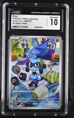 CGC 10 Pokemon TCG 2023 Scarlet ex #086/078 Riolu GEM MINT - Image 1