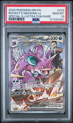 2025 POKEMON DRI EN-DESTINED RIVALS #233 TEAM ROCKET'S NIDOKING EX PSA 10 - Image 1