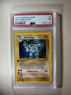 1999 POKEMON BASE SET 1ST EDITION #8 MACHAMP-HOLO PSA 7 ✨VINTAGE✨ - Image 1
