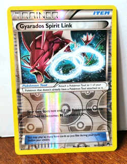 POKEMON GYARADOS SPIRIT LINK 101/122 REVERSE HOLO TRAINER BREAKPOINT MP - Image 1