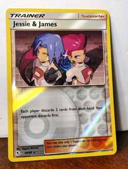 POKEMON JESSIE & JAMES 58/68 REVERSE HOLO RARE HIDDEN FATES NM NEAR MINT - Image 1