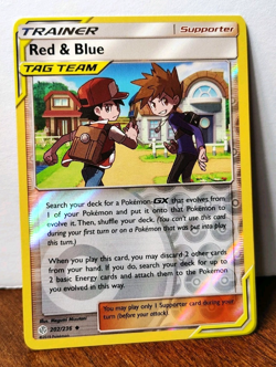 POKEMON RED & BLUE 202/236 REVERSE HOLO COSMIC ECLIPSE TAG TEAM LP-NM - Image 1
