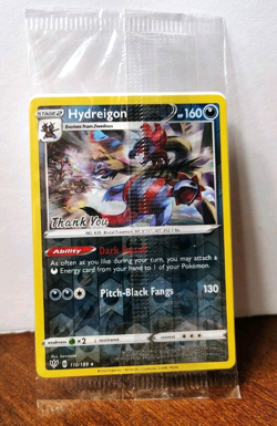 POKEMON HYDREIGON 110/189 REVERSE HOLO RARE THANK YOU PROMO SEALED - Image 1