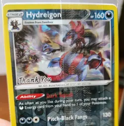 POKEMON HYDREIGON 110/189 REVERSE HOLO RARE THANK YOU PROMO SEALED - Image 2