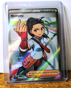 POKEMON NEMONA 229/091 FULL ART TRAINER PALDEAN FATES NEAR MINT - Image 3