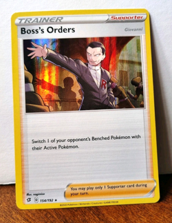 POKEMON BOSS'S ORDERS 154/192 HOLO RARE TRAINER REBEL CLASH LP-NM GIOVANNI - Image 1