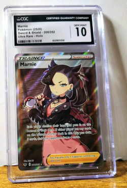 POKEMON MARNIE 200/202 FULL ART TRAINER SWORD & SHIELD BASE SET GEM MINT CGC 10 - Image 1