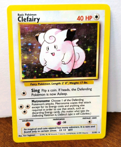 POKEMON CLEFAIRY 5/102 HOLO RARE BASE SET MP-HP - Image 1
