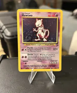 Pokemon Mewtwo TCG Base Set 2 Holo Card 10/130 Unlimited Holo Rare LP/MP - Image 1