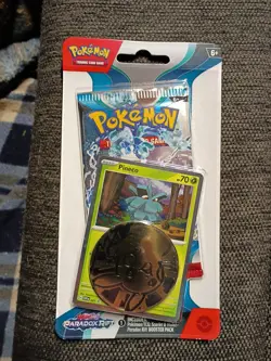 Scarlet And Violet Paradox Rift Booster Pack With Pineco Holo Promo Card & Coin - Image 1