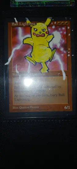 Mtg Hand Painted Altered Art Ball Lightning Pokemon Artwork Pikachu - Image 1