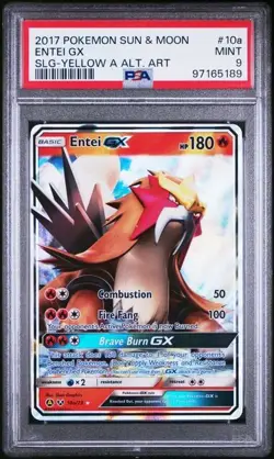 PSA 9 MINT 2017 Pokemon Sun & Moon Shining Legends #10a - Entei GX - Alt Art Y54 - Image 1