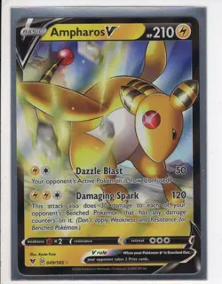 AMPHAROS V VIVID VOLTAGE SET ULTRA RARE FULL ART HOLO-FOIL POKEMON 049/185 NM/M - Image 1
