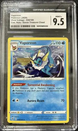 Graded Pokemon - Vaporeon (030/185) Eevee Treasure Chest CGC 9.5 - Image 1