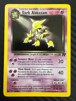 Pokemon TCG Dark Alakazam with SWIRL Team Rocket 1/82 Holo Unlimited Holo DMG - Image 1