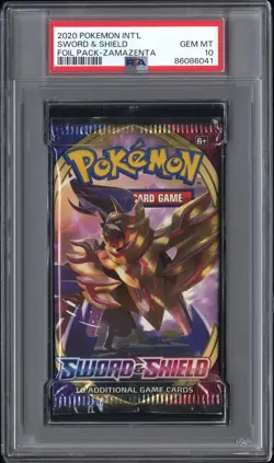 PSA 10 Gem Mint Pokemon Sword & Shield Base Foil Booster Pack Zamazenta - Image 1