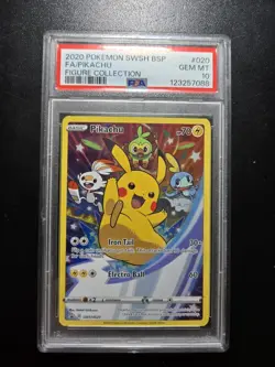 2020 POKEMON SWSH PROMO FIGURE COLLECTION #020 FULL ART/PIKACHU PSA 10 - Image 1